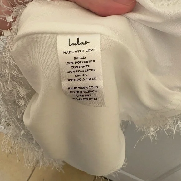 Lulus white feather fringe mini dress size xs homecoming party dress - Picture 4 of 9